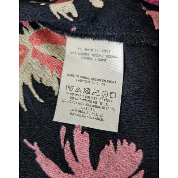 MAEVE Anthropologie Black Bella Floral Choker Flutter Sleeve Top Small EUC - Picture 5 of 9